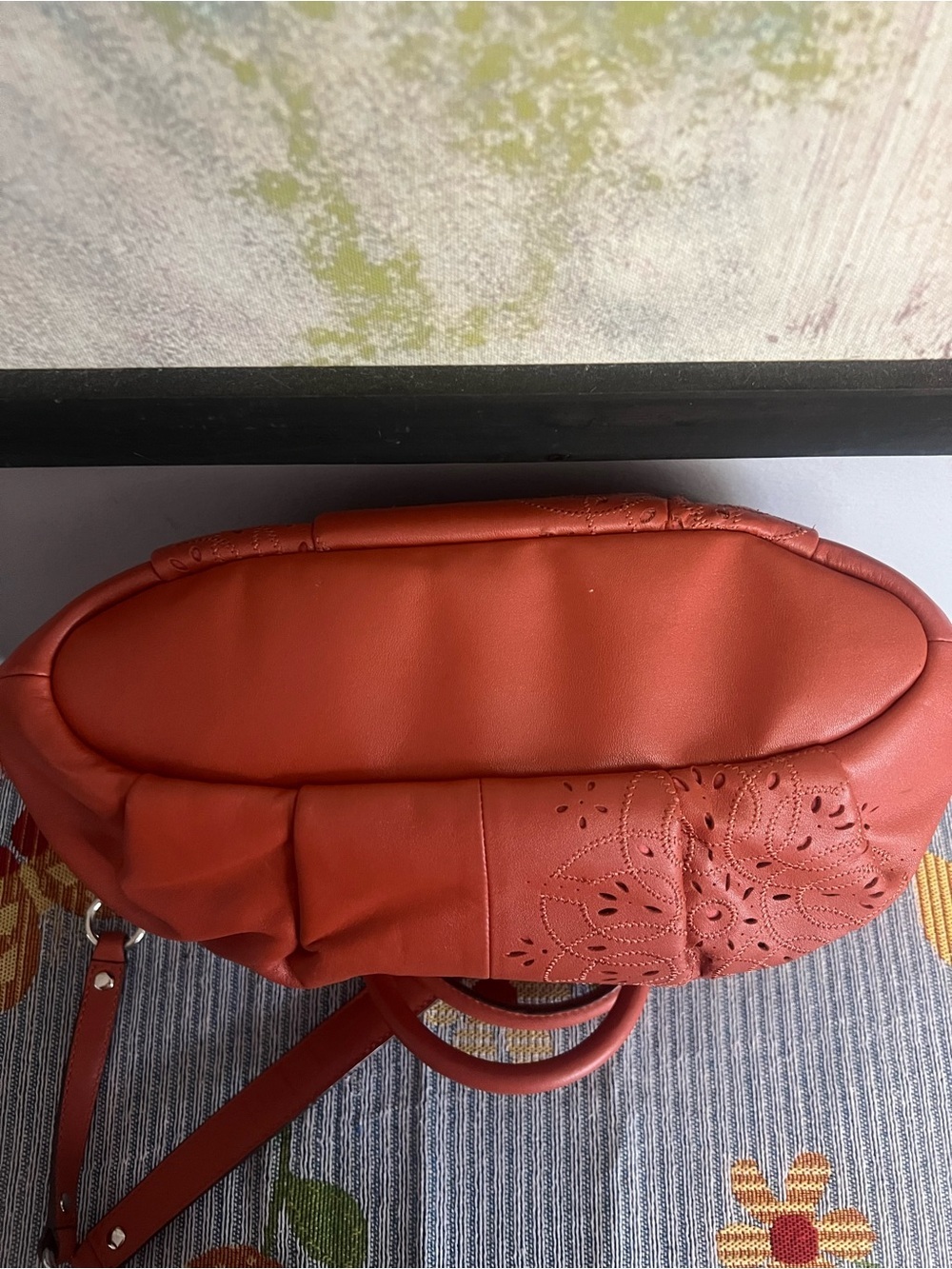 Coach Madison Tossed Lace Lindsey Orange Leather Satchel HTF - Picture 13 of 14